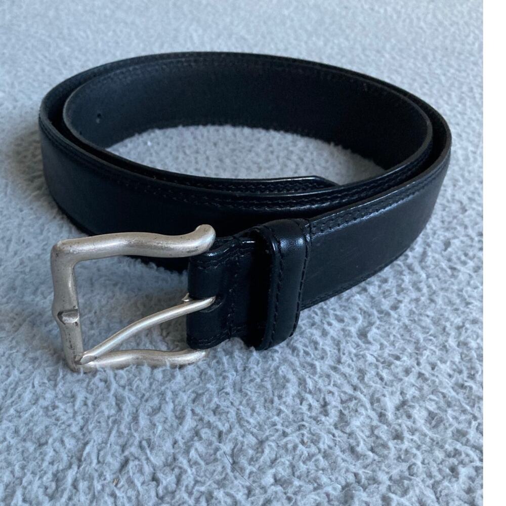 Allen Edmonds Dress Belt 40 Handmade in USA Leather Black Silver Classic Luxury